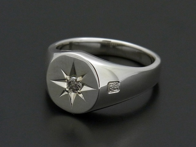 Oval Signature Ring - Silver w/Ash Diamond（オーバルシグネチャーリング - シルバー  w/アッシュダイヤモンド）　SYMPATHY OF SOUL（シンパシーオブソウル）