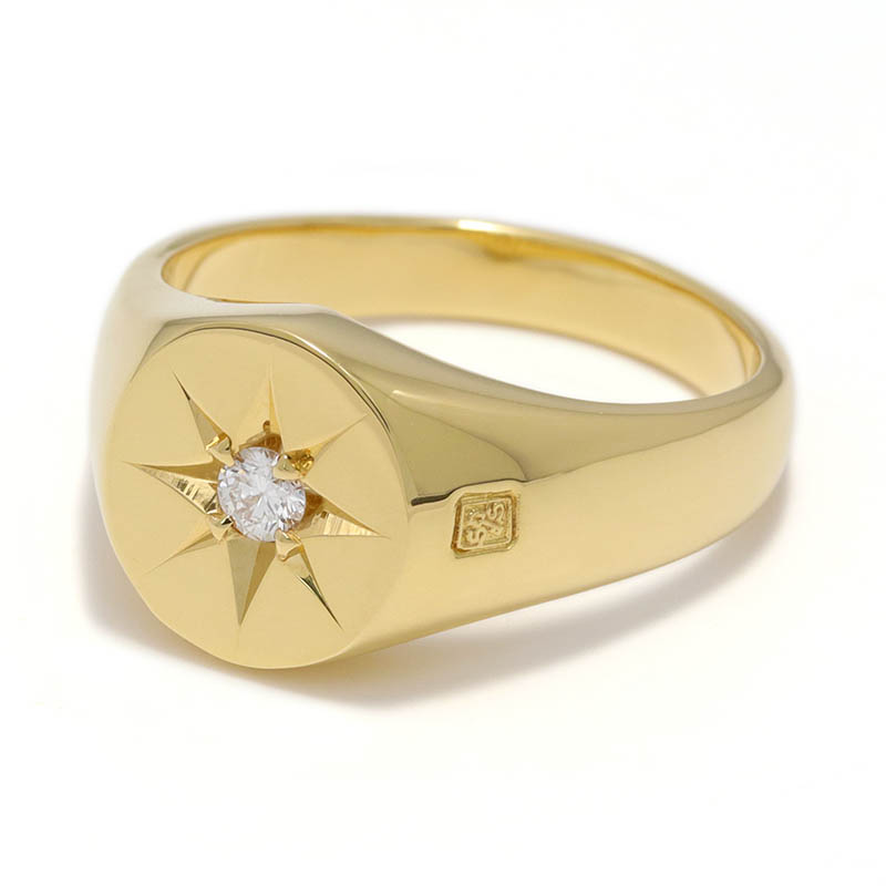 LEON12月号掲載 Oval Signature Ring - K18Yellow Gold w/Diamond（オーバルシグネチャーリング -  K18イエローゴールド w/ダイヤモンド）　SYMPATHY OF SOUL（シンパシーオブソウル）