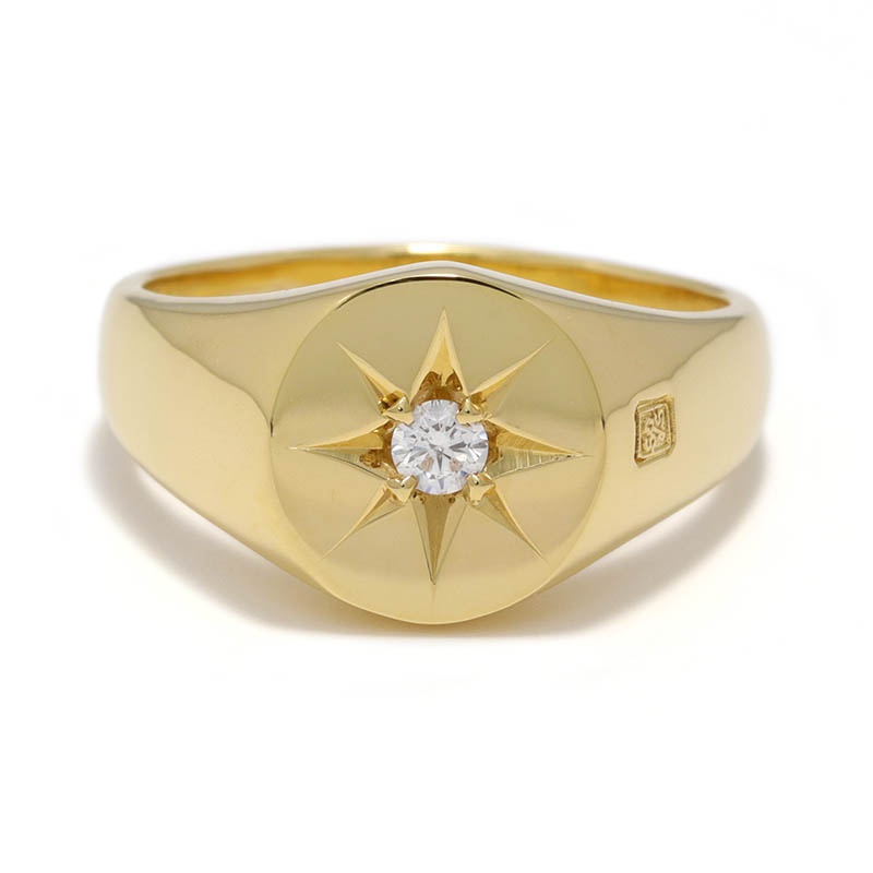 Oval Signature Ring - K18Yellow Gold w/Diamond