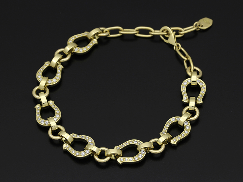 Small Horseshoe Chain Bracelet - K18Yellow Gold w/ Diamond
