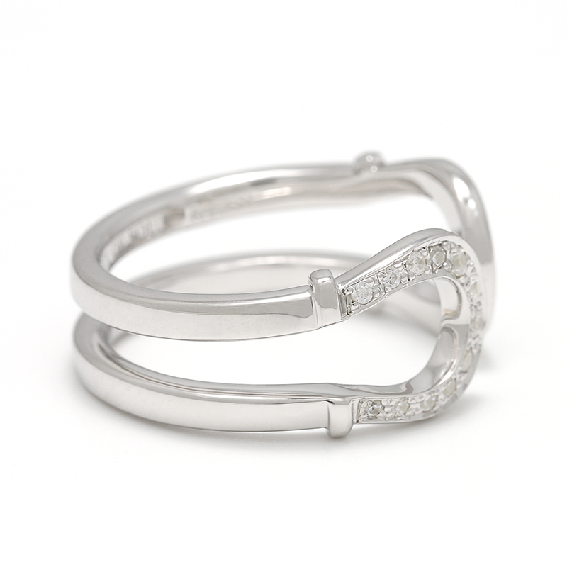 Double Horseshoe Ring - Silver w/CZ