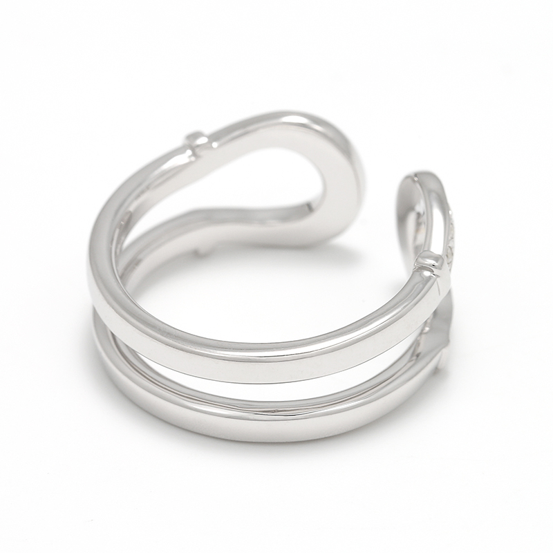 Double Horseshoe Ring - Silver w/CZ