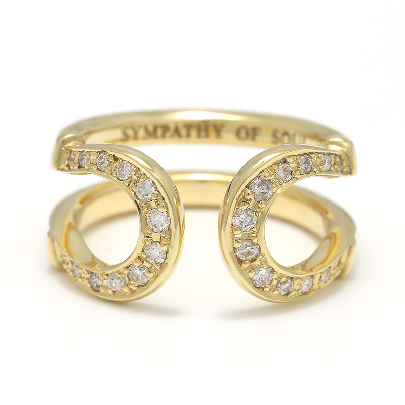Double Horseshoe Ring - K18Yellow Gold w/Diamond