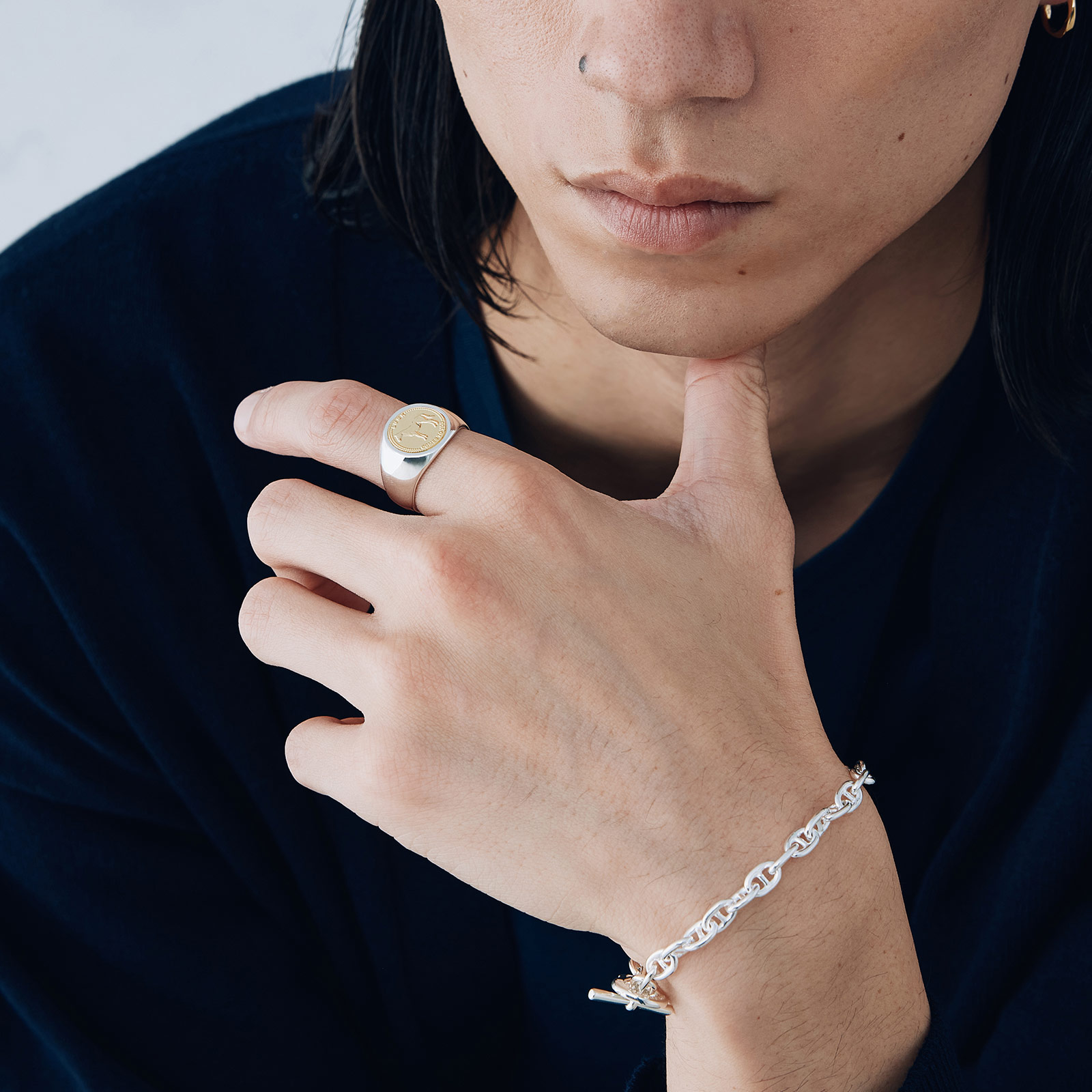 クラシックコインリング / ラックホース - シルバー×K18イエローゴールド