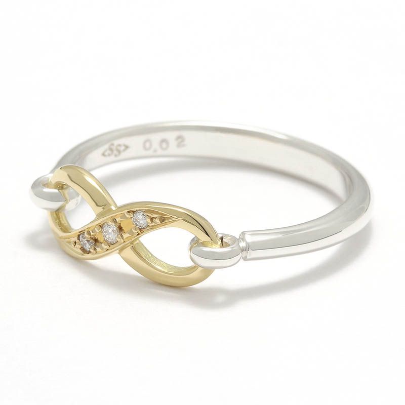 Infinity Band Ring - Silver×K18Yellow Gold w/Diamond