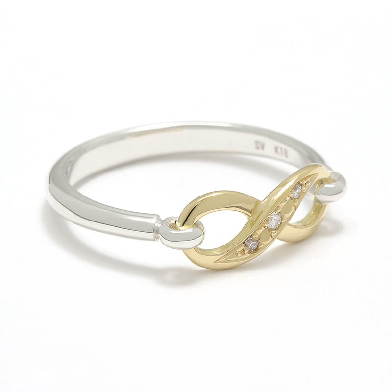 Infinity Band Ring - Silver×K18Yellow Gold w/Diamond