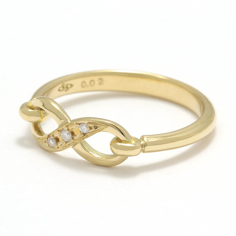 Infinity Band Ring - K18Yellow Gold w/Diamond