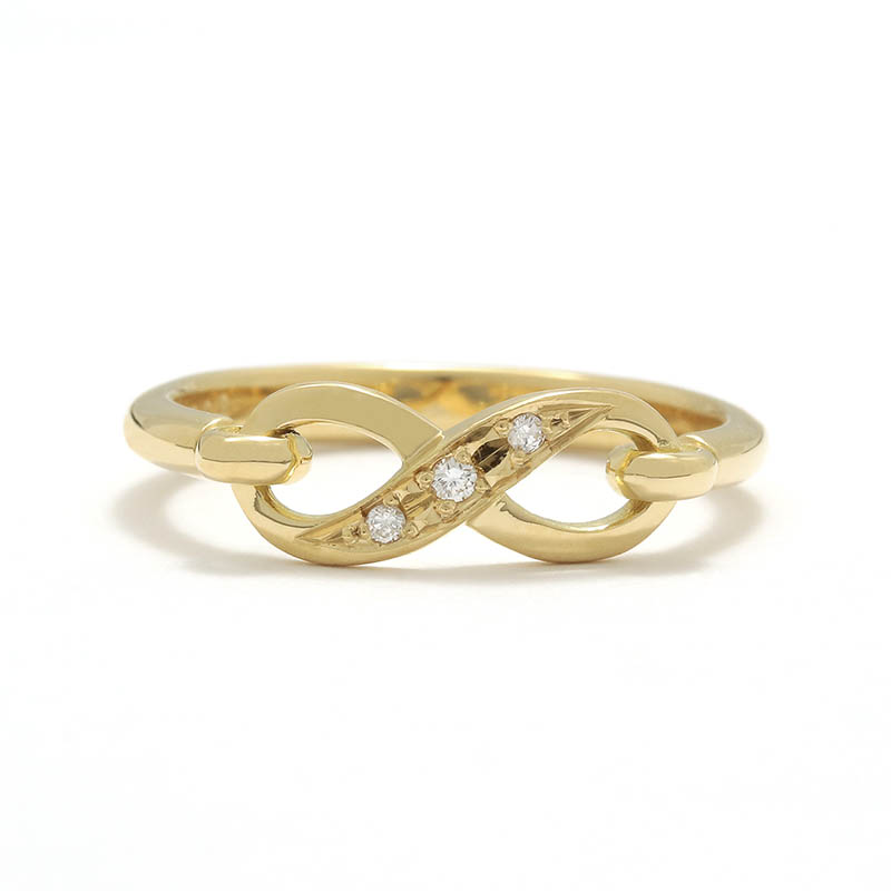 Infinity Band Ring - K18Yellow Gold w/Diamond