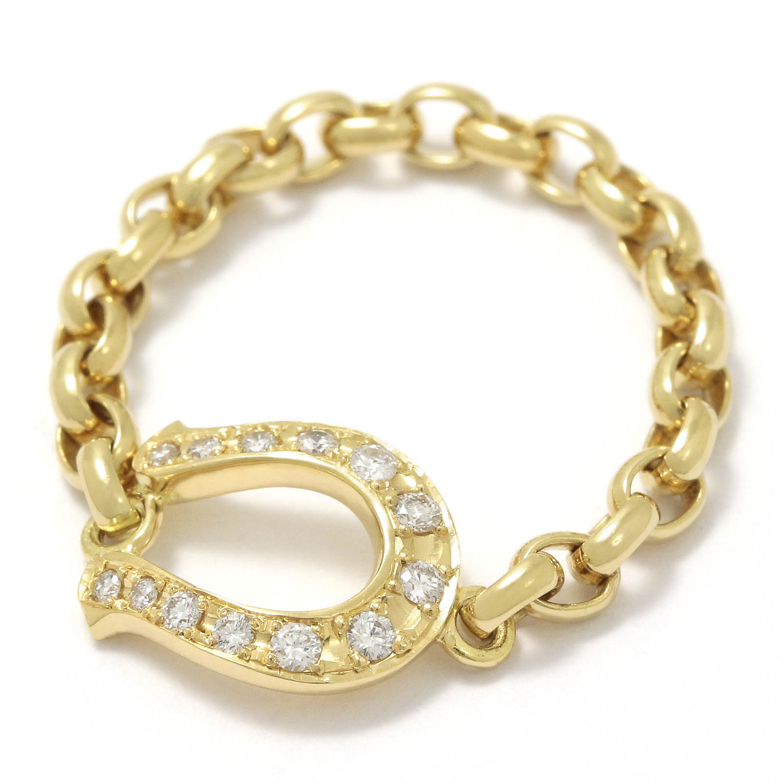 Horseshoe Chain Ring - K18Yellow Gold w/Diamond