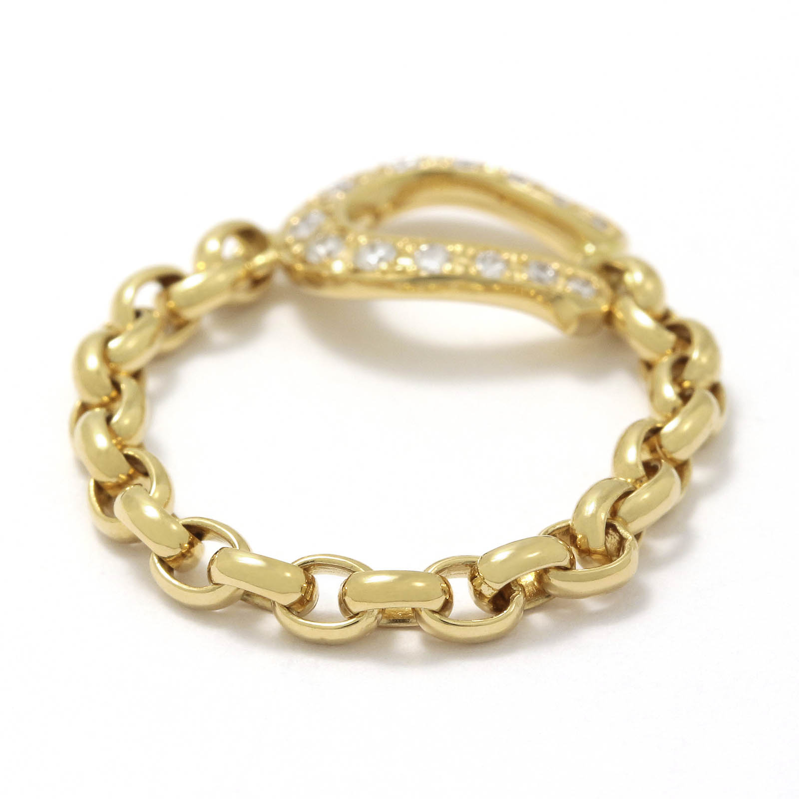 Horseshoe Chain Ring - K18Yellow Gold w/Diamond