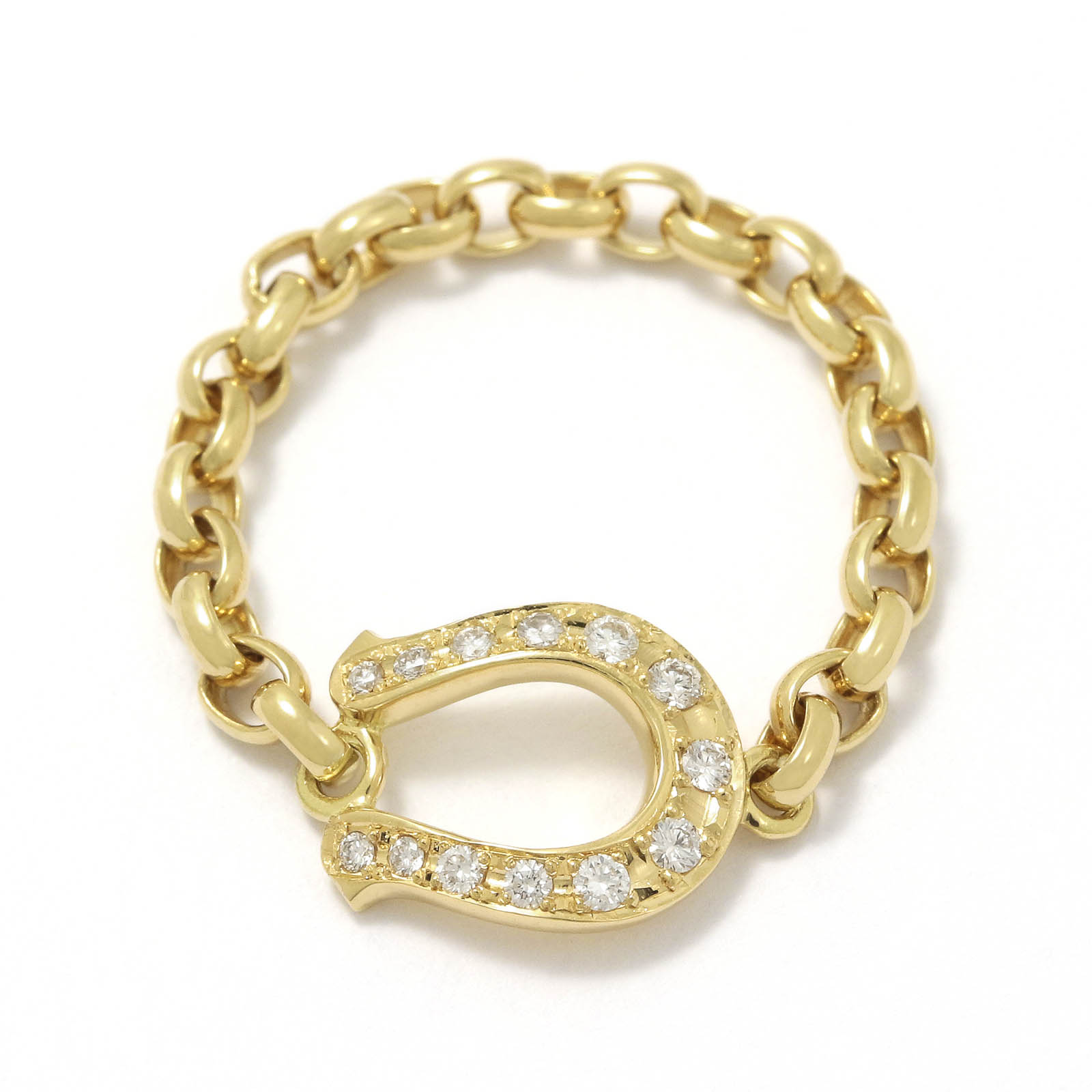Horseshoe Chain Ring - K18Yellow Gold w/Diamond