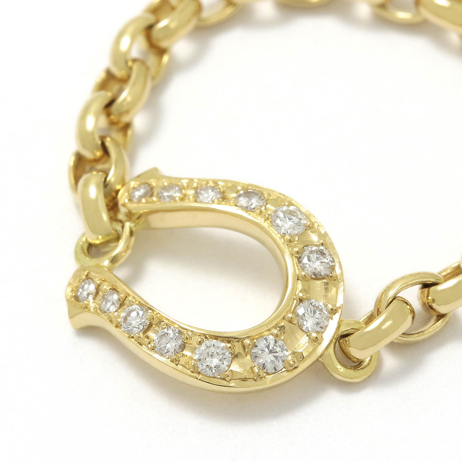 Horseshoe Chain Ring - K18Yellow Gold w/Diamond