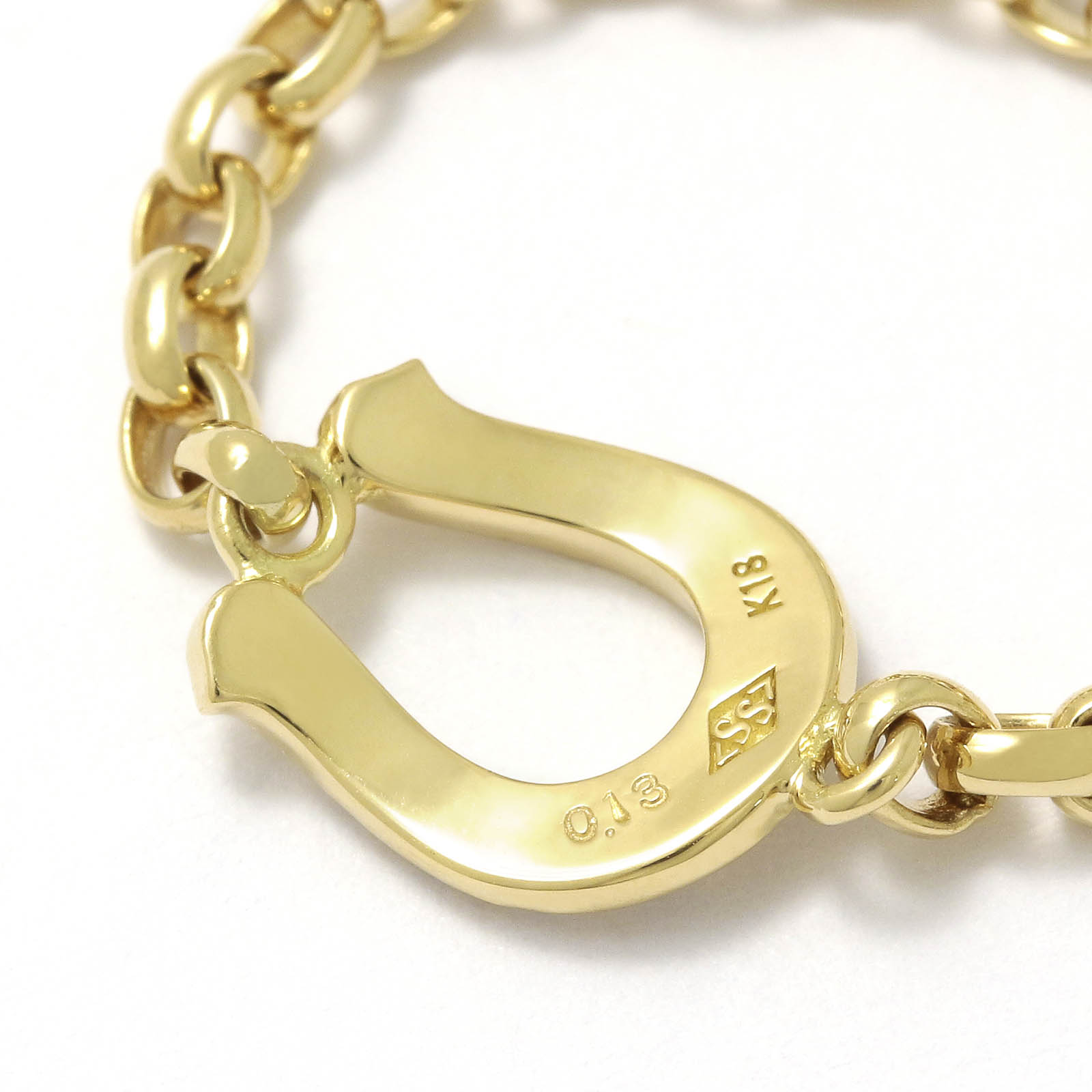 Horseshoe Chain Ring - K18Yellow Gold w/Diamond