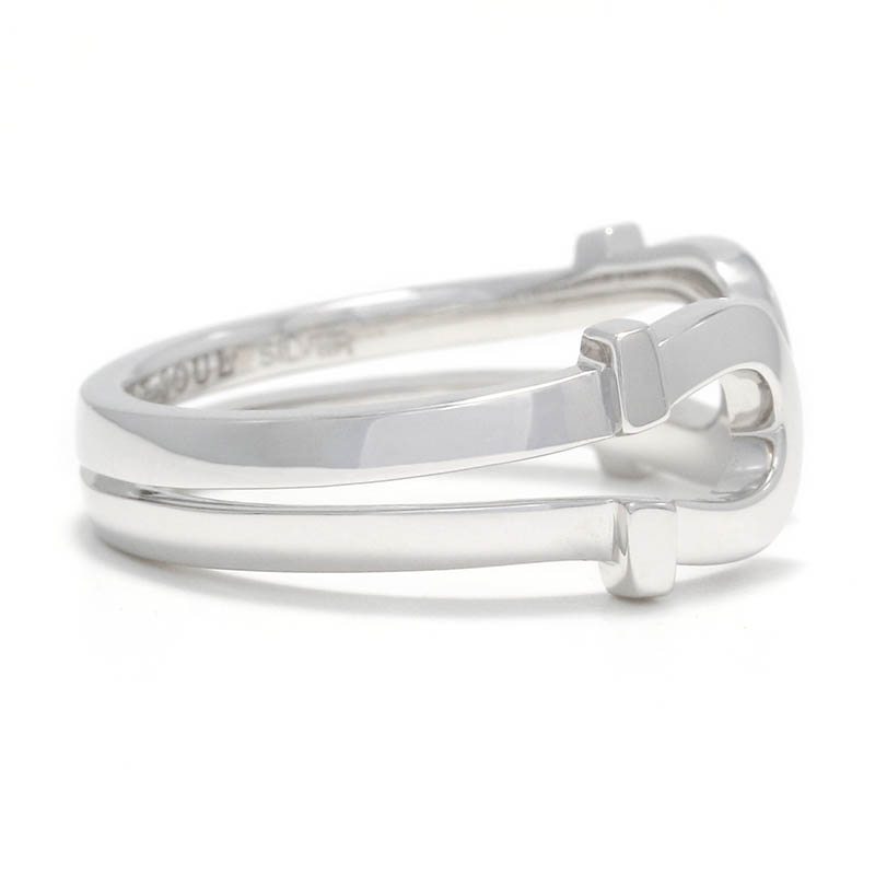 Double Horseshoe Ring Small - Silver