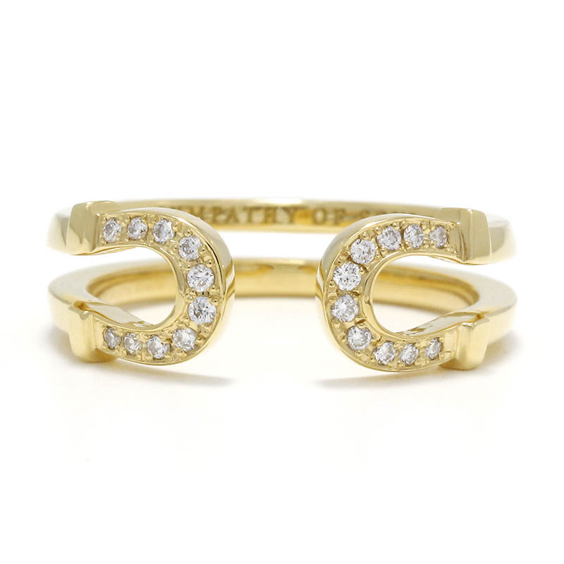 Double Horseshoe Ring Small - K18Yellow Gold w/Diamond