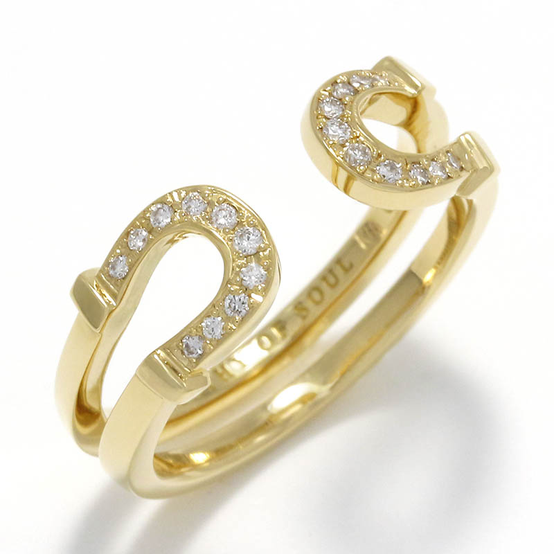 Double Horseshoe Ring Small - K18Yellow Gold w/Diamond