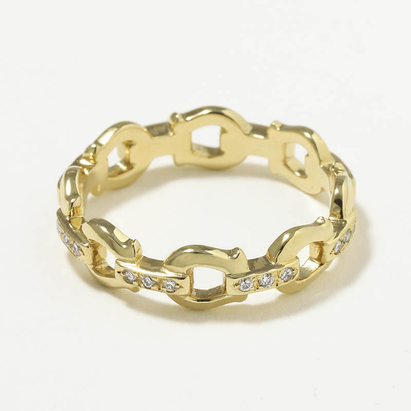 Horseshoe Link Ring - K18Yellow Gold w/Diamond