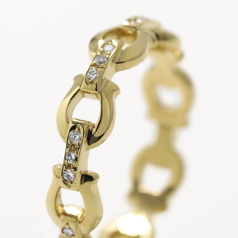 Horseshoe Link Ring - K18Yellow Gold w/Diamond