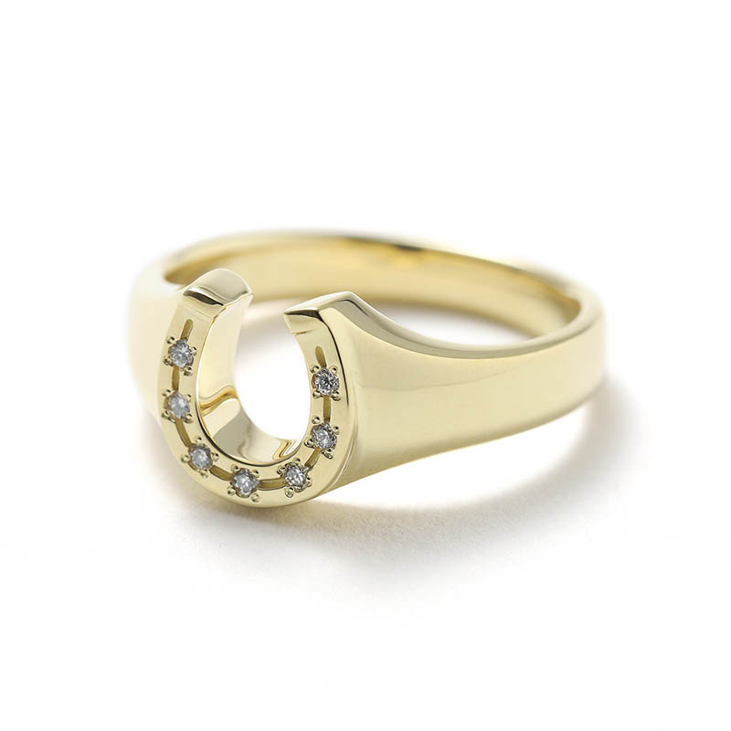 LG Diamond Horseshoe Signet Ring - K18Yellow Gold
