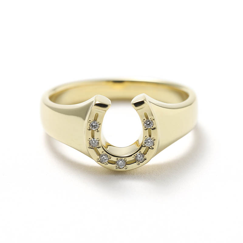 LG Diamond Horseshoe Signet Ring - K18Yellow Gold