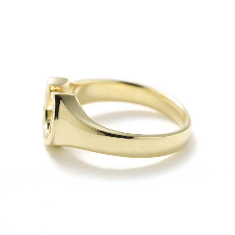 LG Diamond Horseshoe Signet Ring - K18Yellow Gold