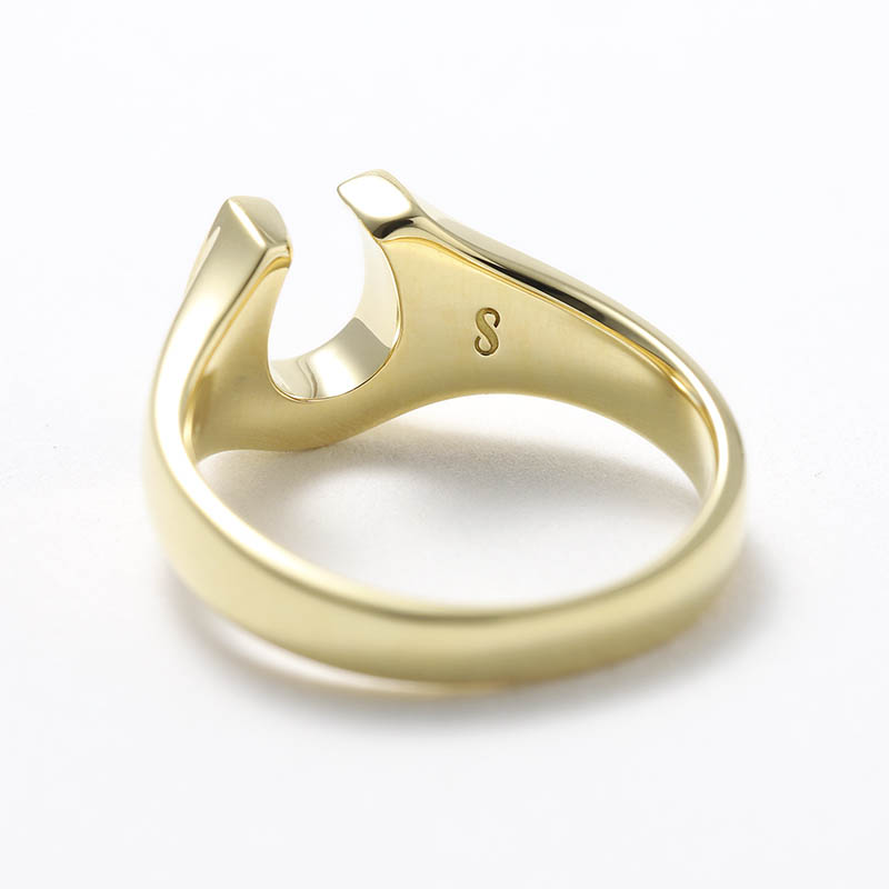 LG Diamond Horseshoe Signet Ring - K18Yellow Gold