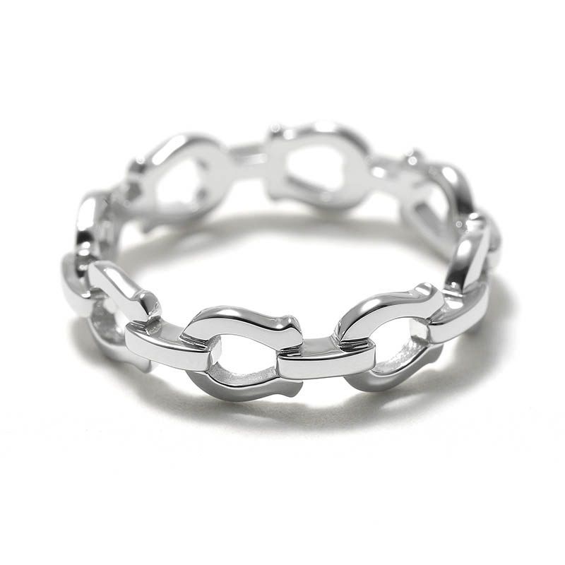 Thin Horseshoe Link Ring - Silver