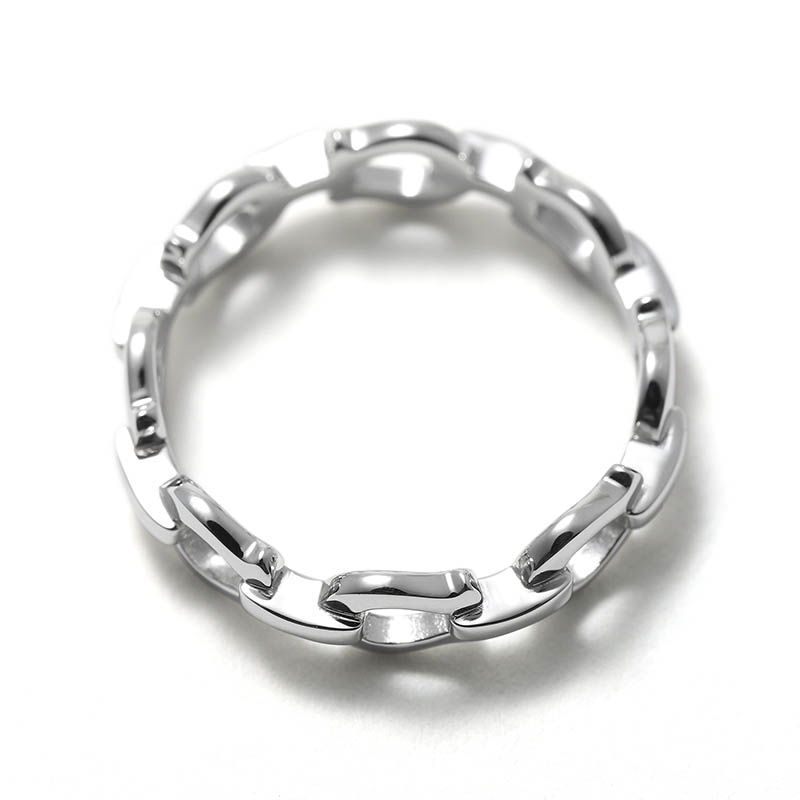 Thin Horseshoe Link Ring - Silver