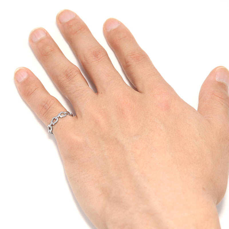 Thin Horseshoe Link Ring - Silver