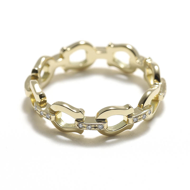Thin Horseshoe Link Ring - K18Yellow Gold w/Diamond