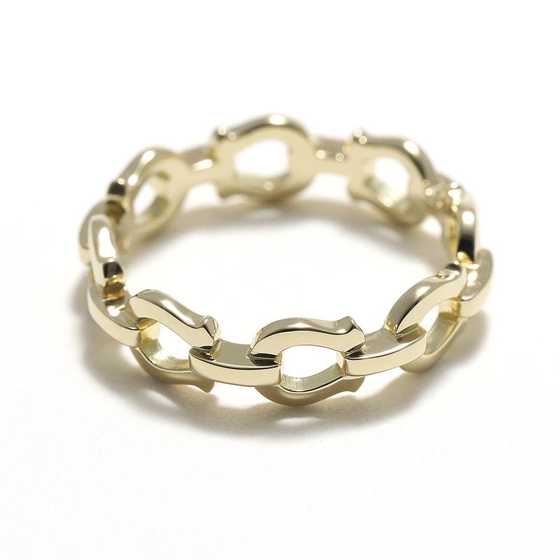 Thin Horseshoe Link Ring - K18Yellow Gold