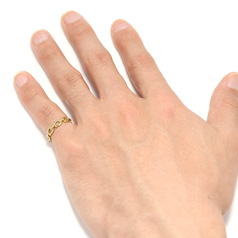 Thin Horseshoe Link Ring - K18Yellow Gold