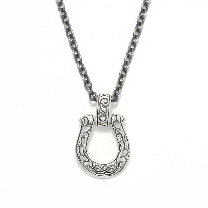 Collaboration Large Horseshoe Carving Necklace