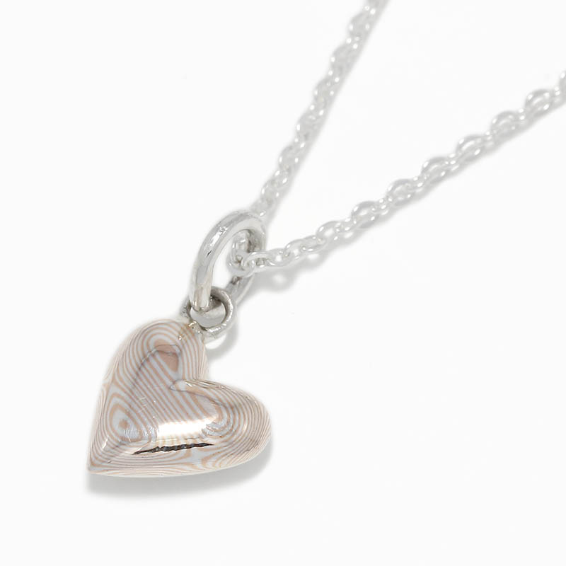 Smooth Heart Charm Necklace / Silver×MOKUME