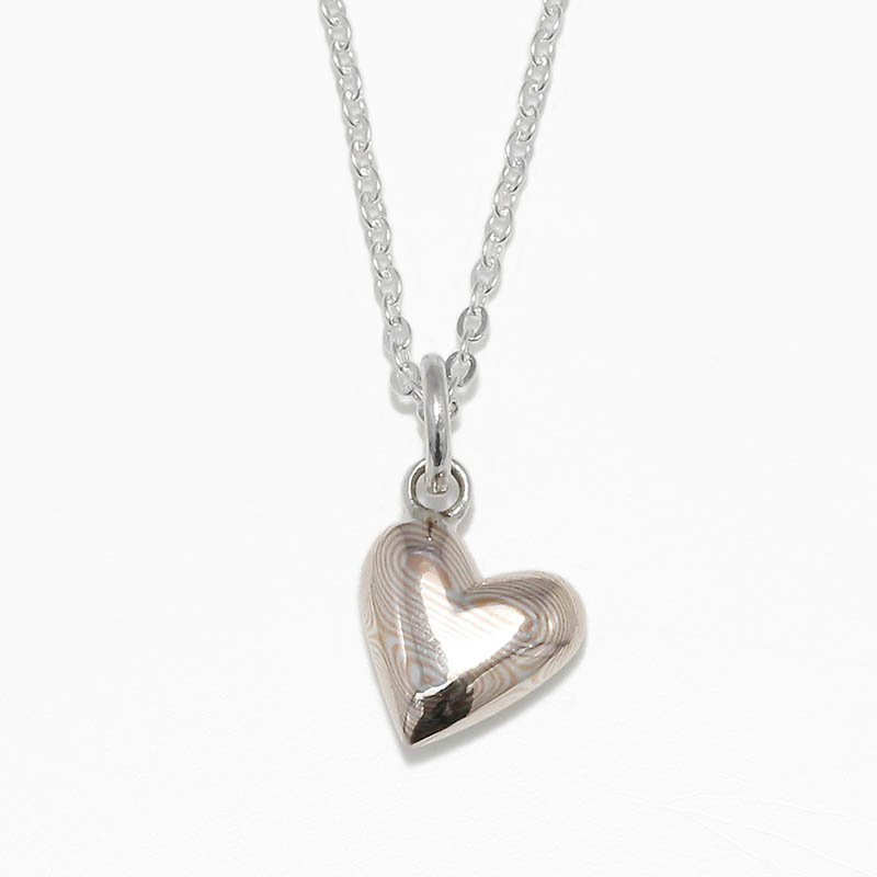 Smooth Heart Charm Necklace / Silver×MOKUME