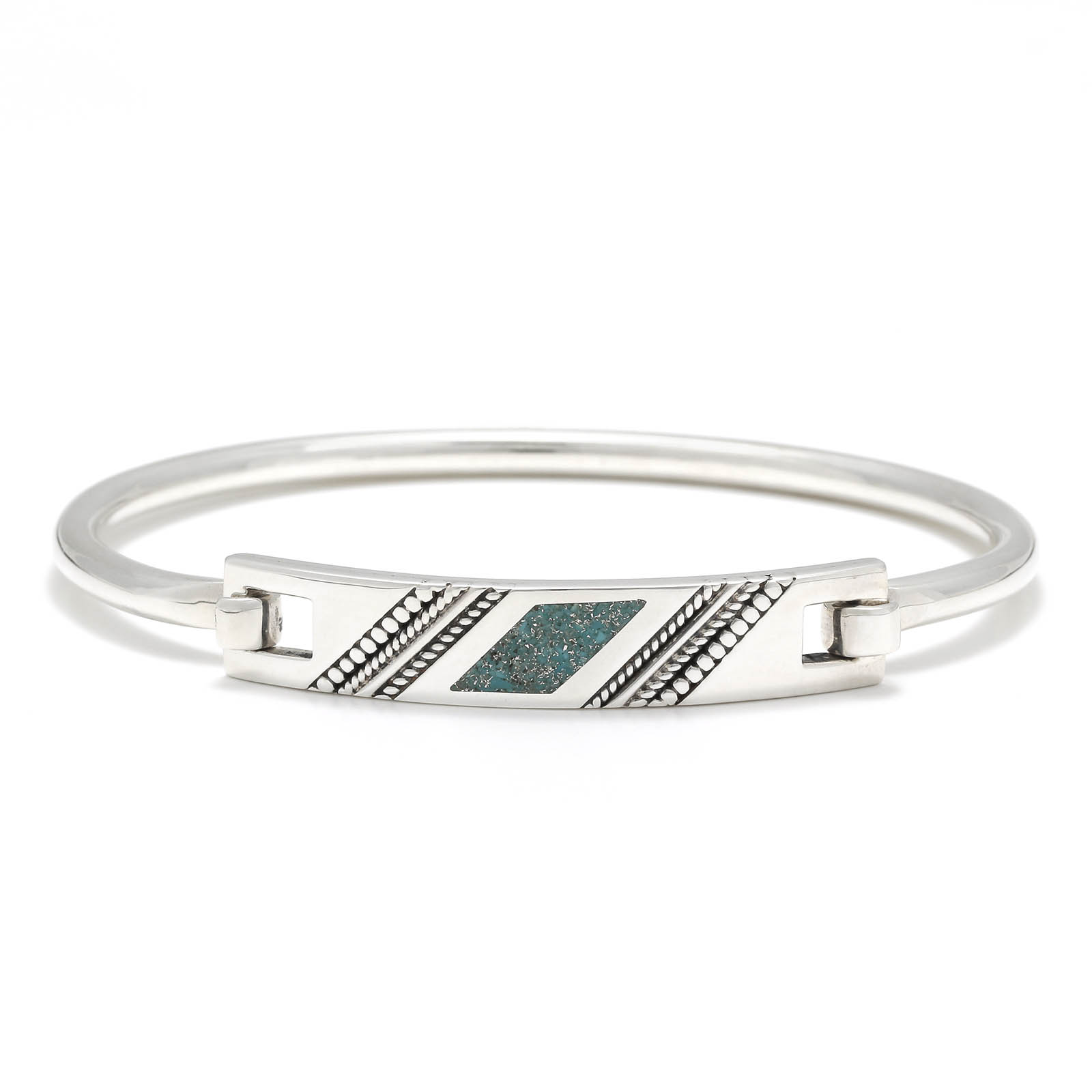 Turquoise Powder Inlay Hinge Bangle