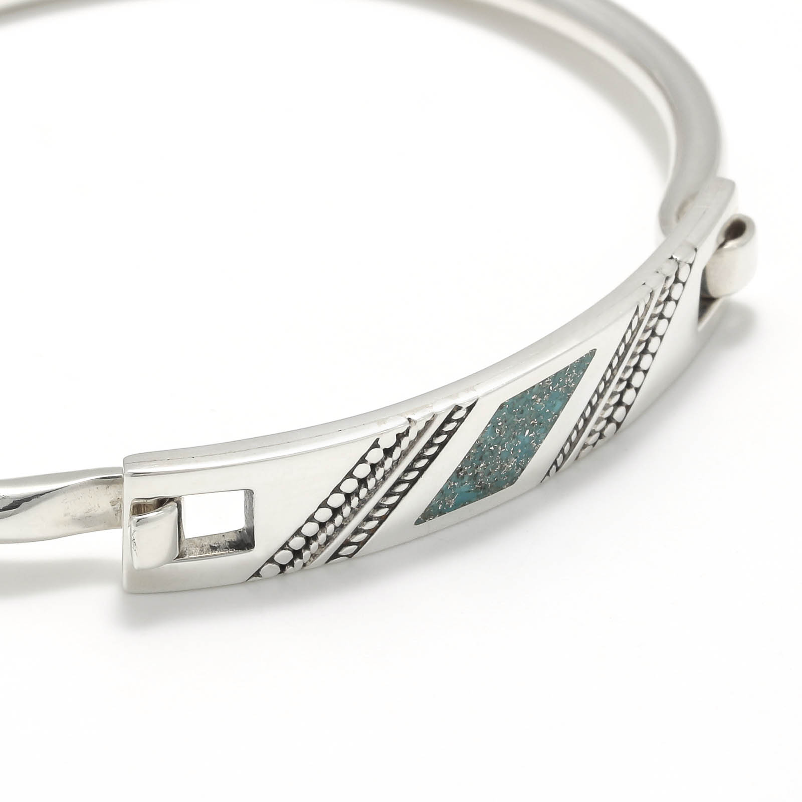 Turquoise Powder Inlay Hinge Bangle