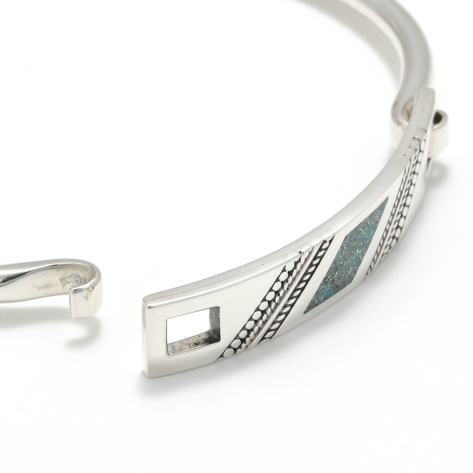 Turquoise Powder Inlay Hinge Bangle