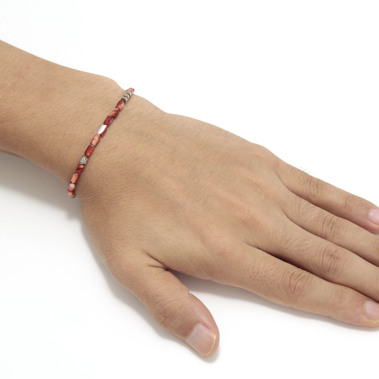 Tube Beads Bracelet - Spiny oyster shell