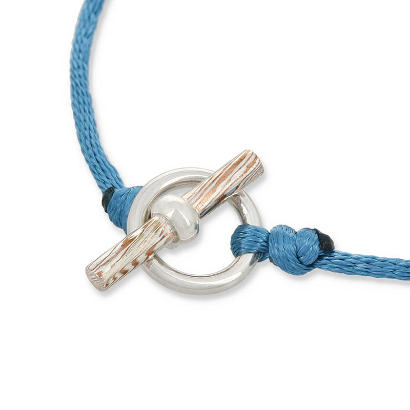 Black Pearl Cord Bracelet w/MOKUME T-Bar
