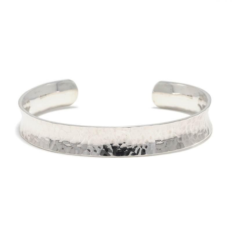 Silver Hammered Curvature Bracelet