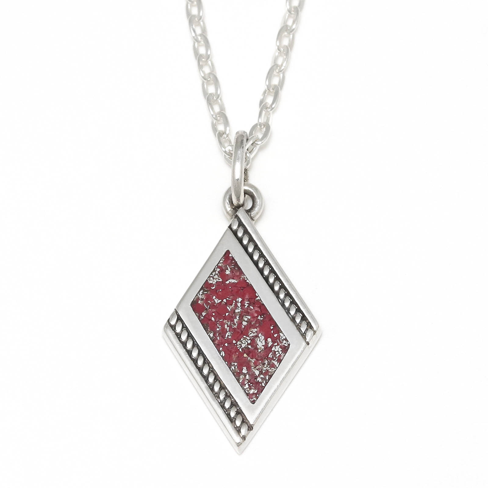 E.Coral Filled Dia Shape Necklace
