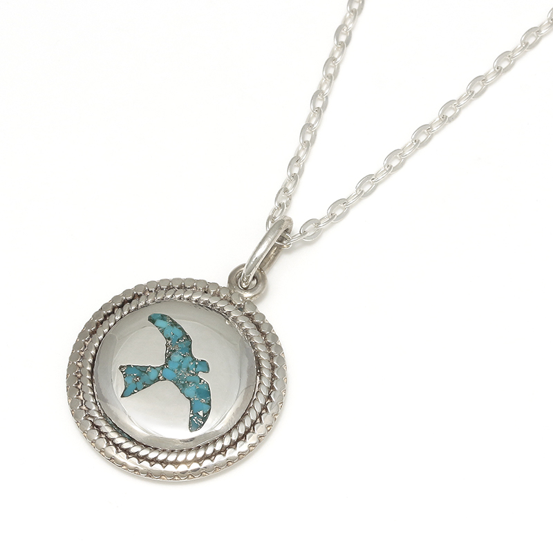 Twisted Wire Eagle Inlay Disc Necklace