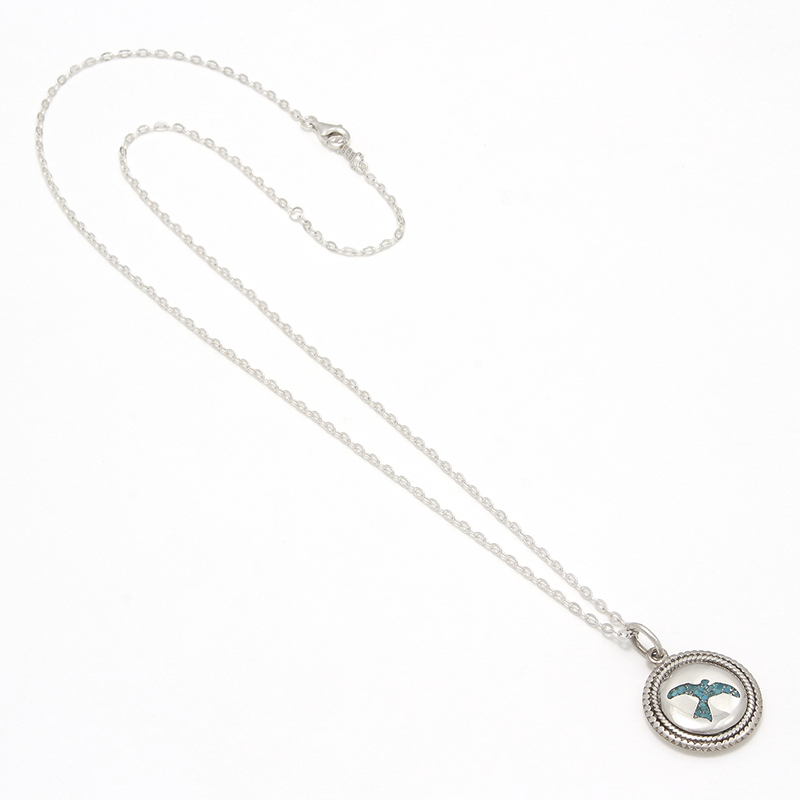Twisted Wire Eagle Inlay Disc Necklace