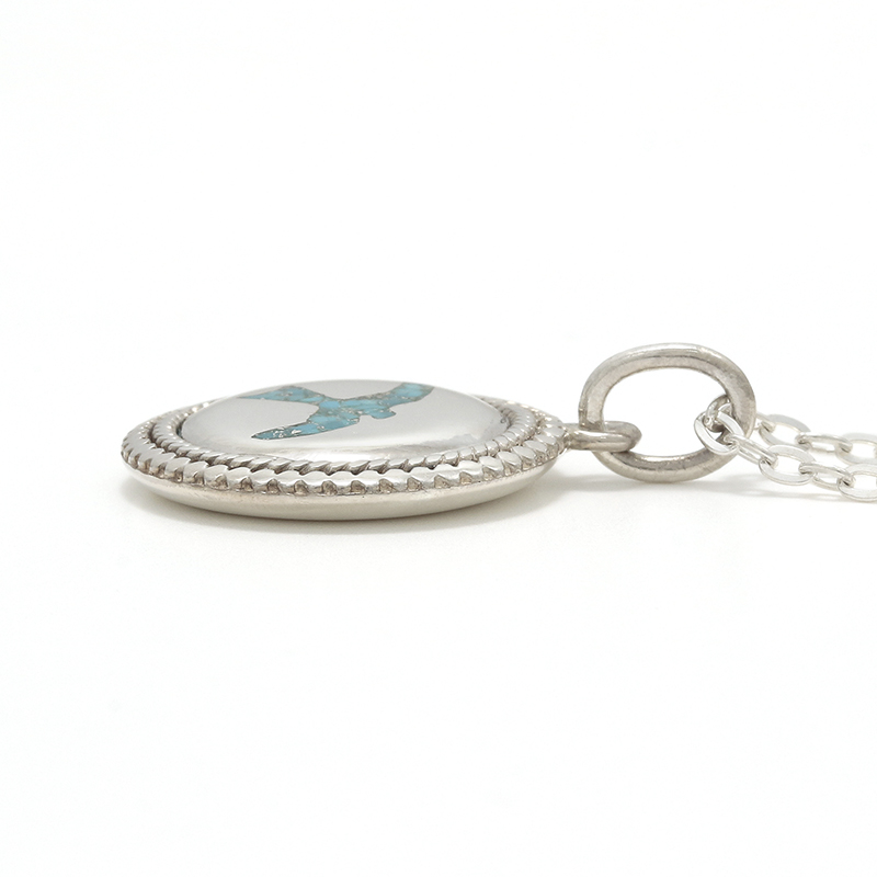 Twisted Wire Eagle Inlay Disc Necklace