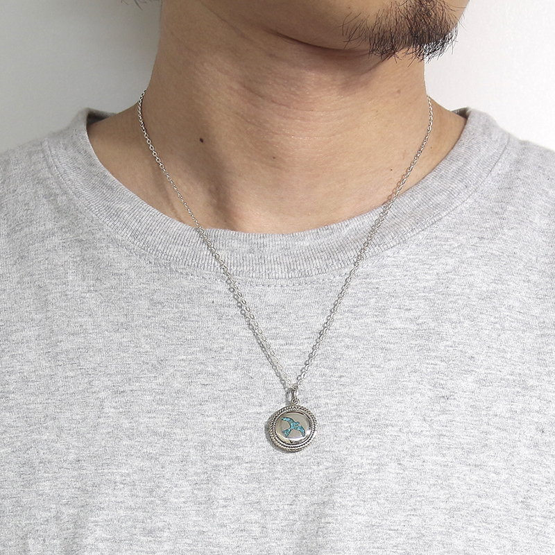 Twisted Wire Eagle Inlay Disc Necklace