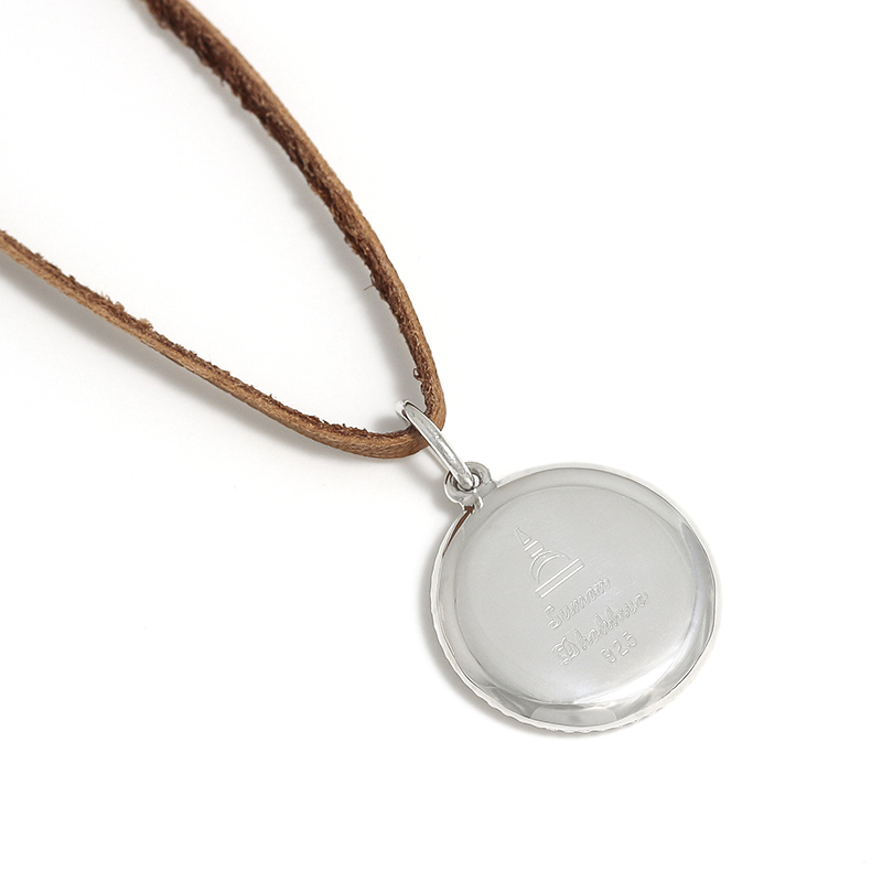 Twisted Wire Eagle Inlay Disc Leather Necklace