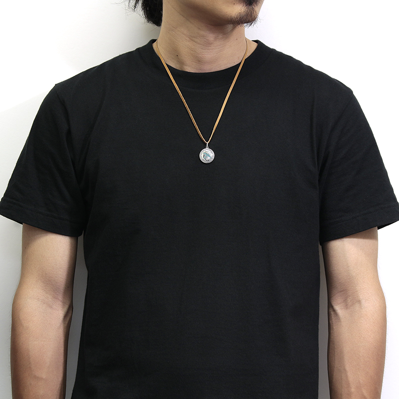 Twisted Wire Eagle Inlay Disc Leather Necklace