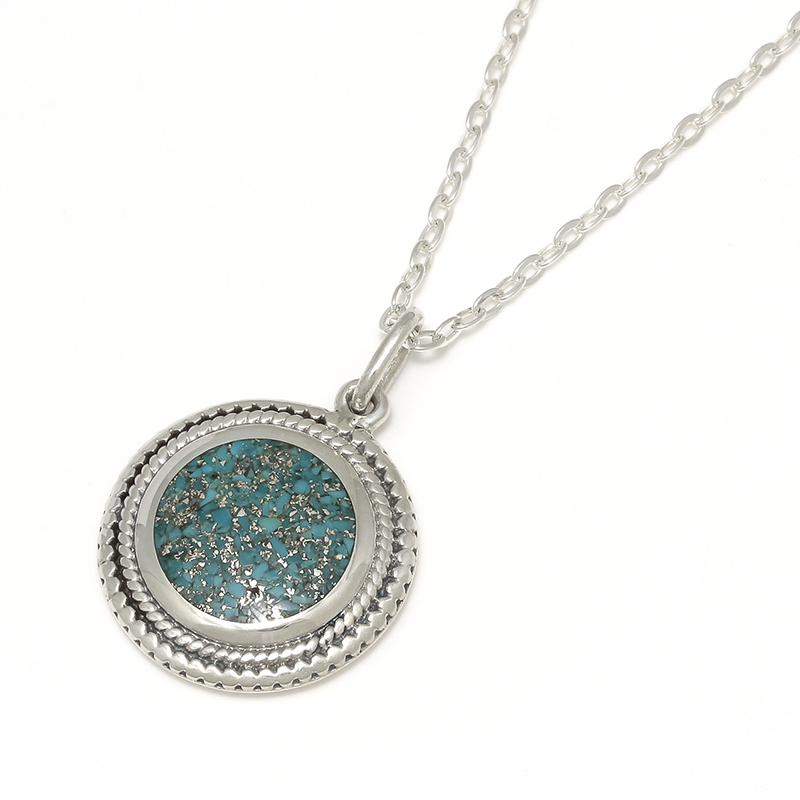 Turquoise Powder Disc Necklace