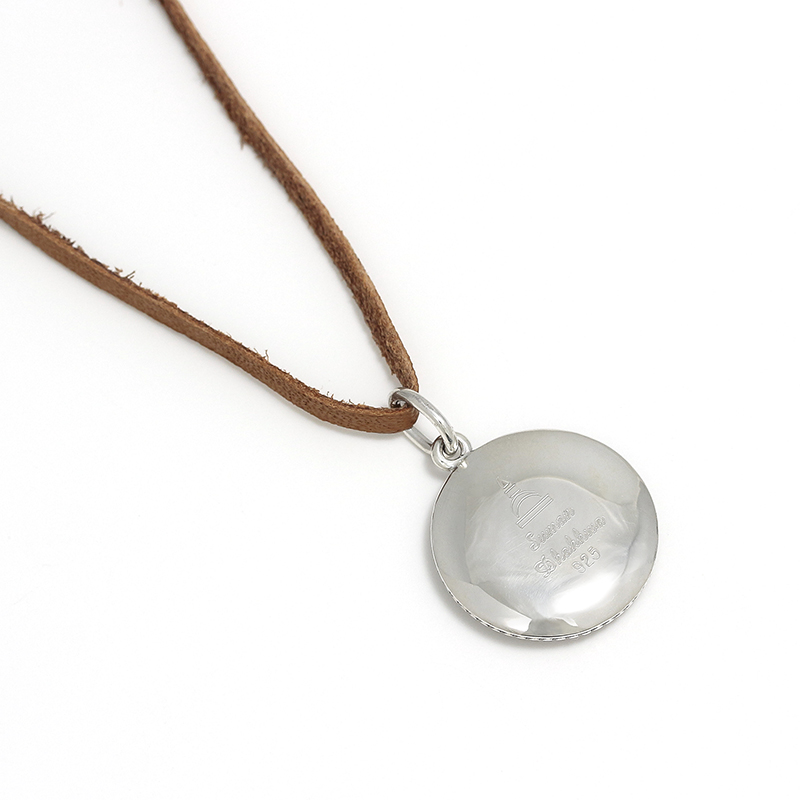 Turquoise Powder Disc Leather Necklace